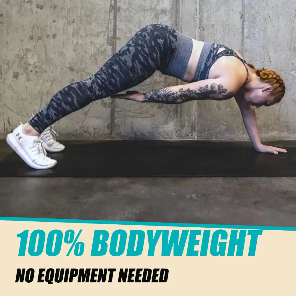 30-Day Core Challenge. Plank with arm reach. 100% BODYWEIGHT. NO EQUIPMENT NEEDED.