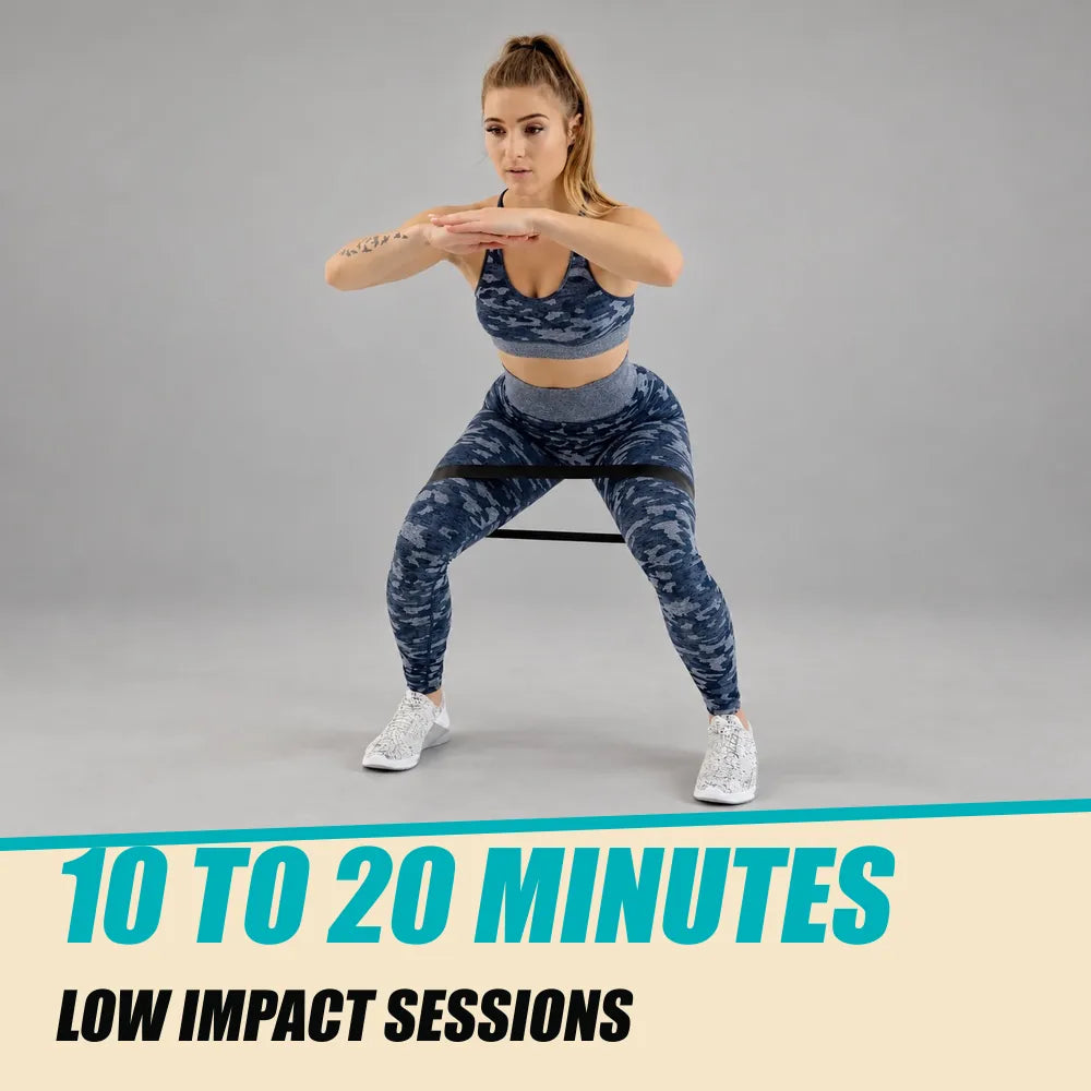30-Day Glute Challenge. Banded side step. 10 TO 20 MINUTES. LOW IMPACT SESSIONS.