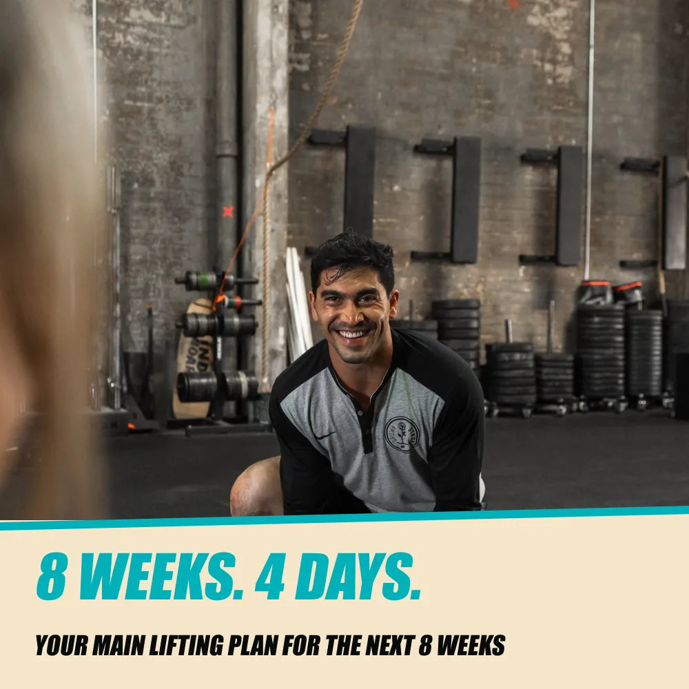 Clean & Jerk Strength. 8 weeks. 4 days.. Preparing the barbell