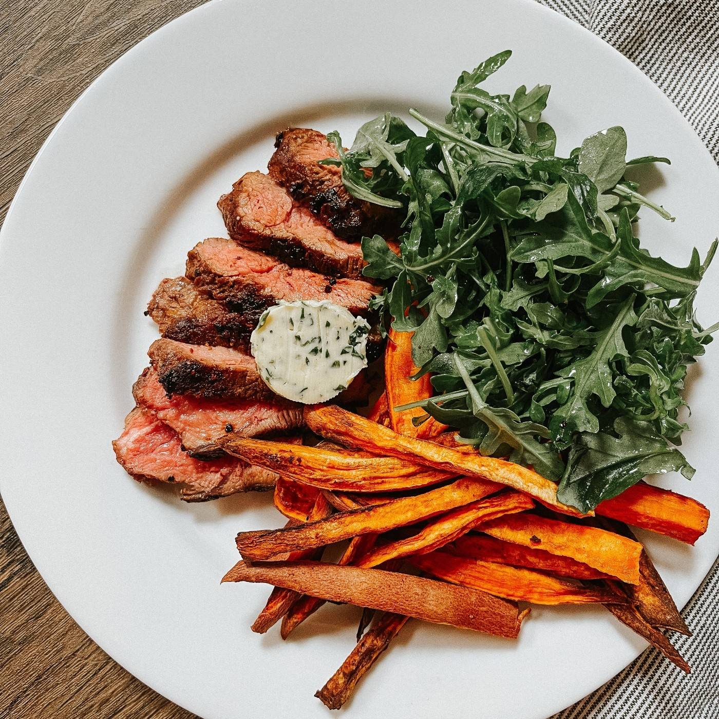 Flat Iron Steak with Garlic Herb Butter – Grown Strong