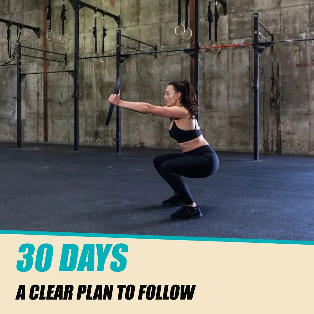 30-Day Bodyweight Fitness. Bodyweight squat. 30 DAYS. A CLEAR PLAN TO FOLLOW.