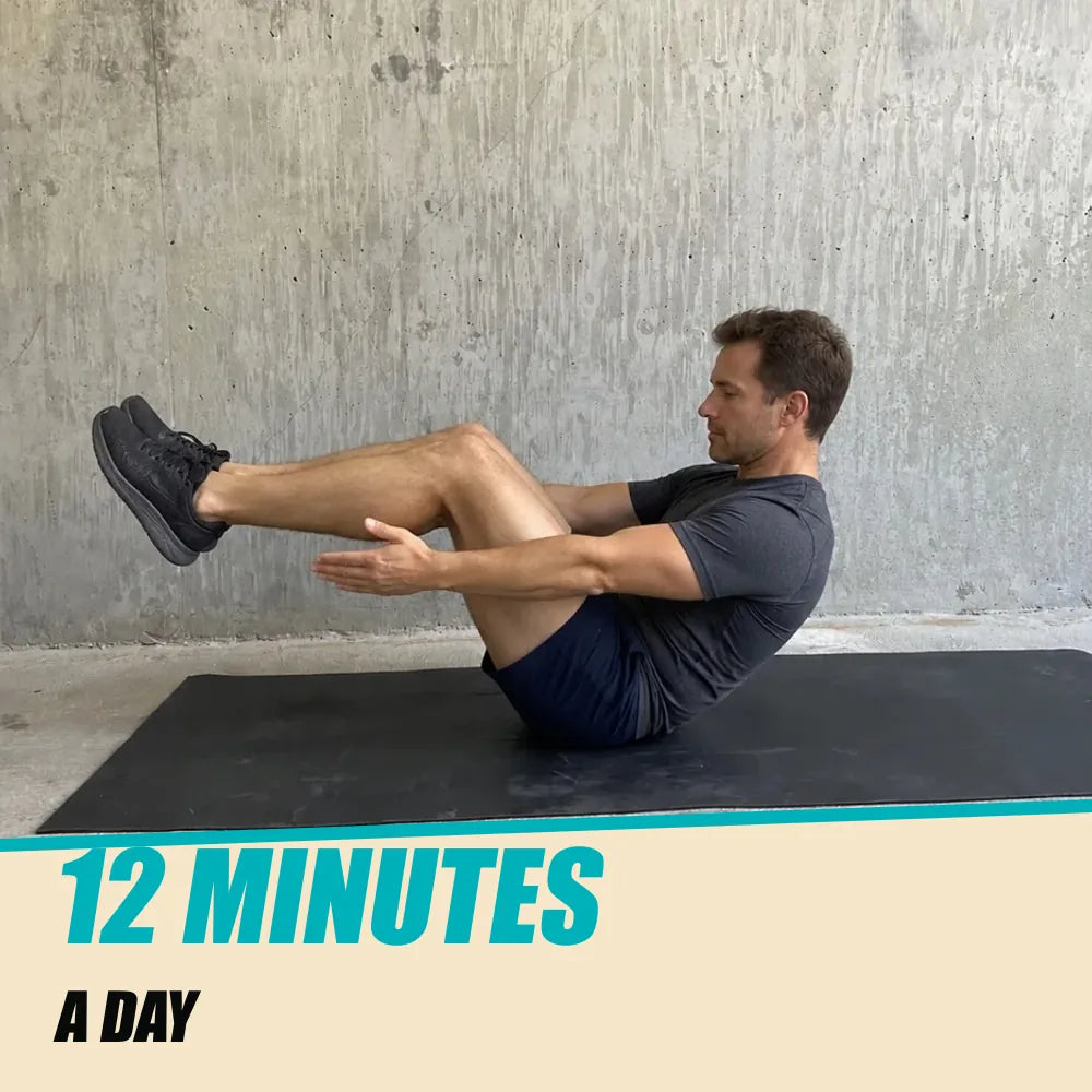 30-Day Core Challenge. Male tucked core hold. 12 MINUTES. A DAY.