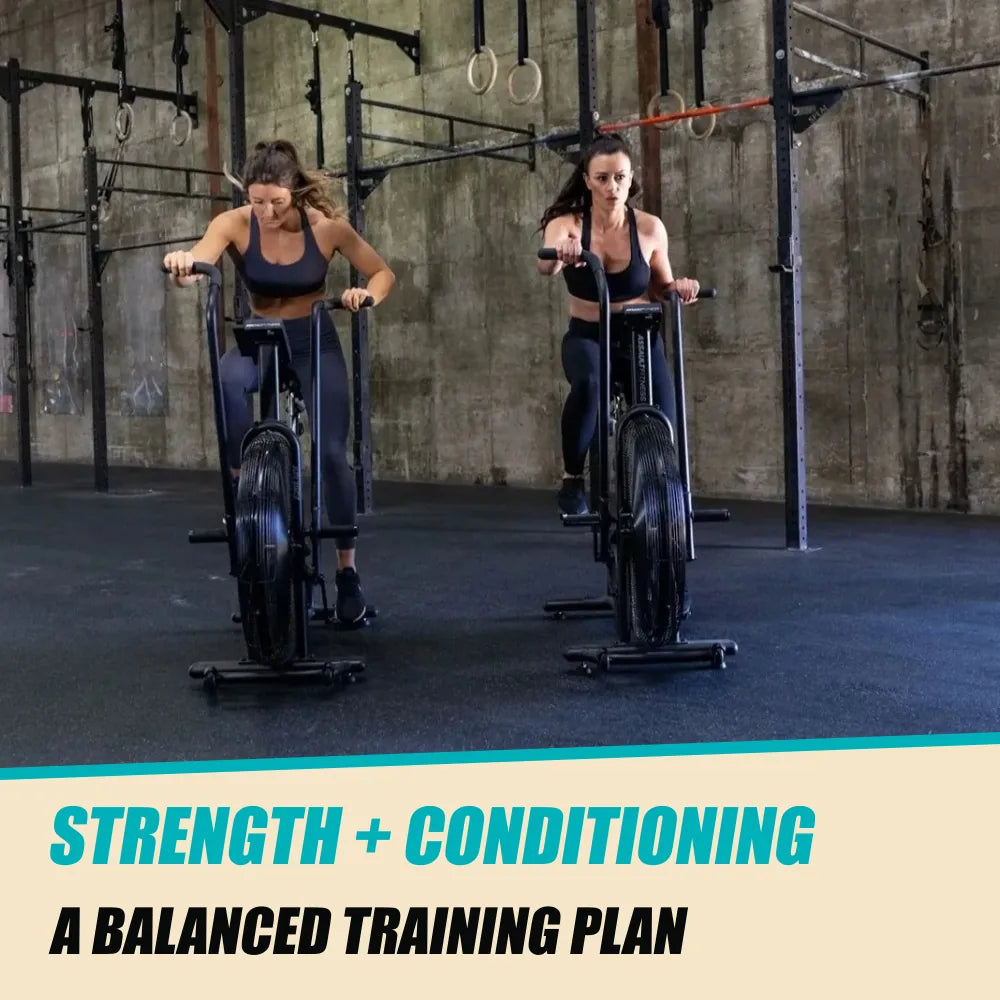 Grown Strong Kickstart. Air bike conditioning. STRENGTH + CONDITIONING. A BALANCED TRAINING PLAN.