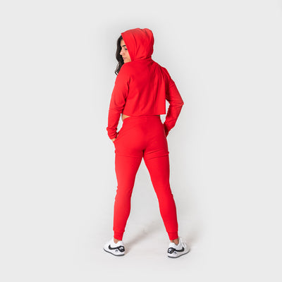 Renew Crop Hoodie - Ruby - Grown Strong Fitness